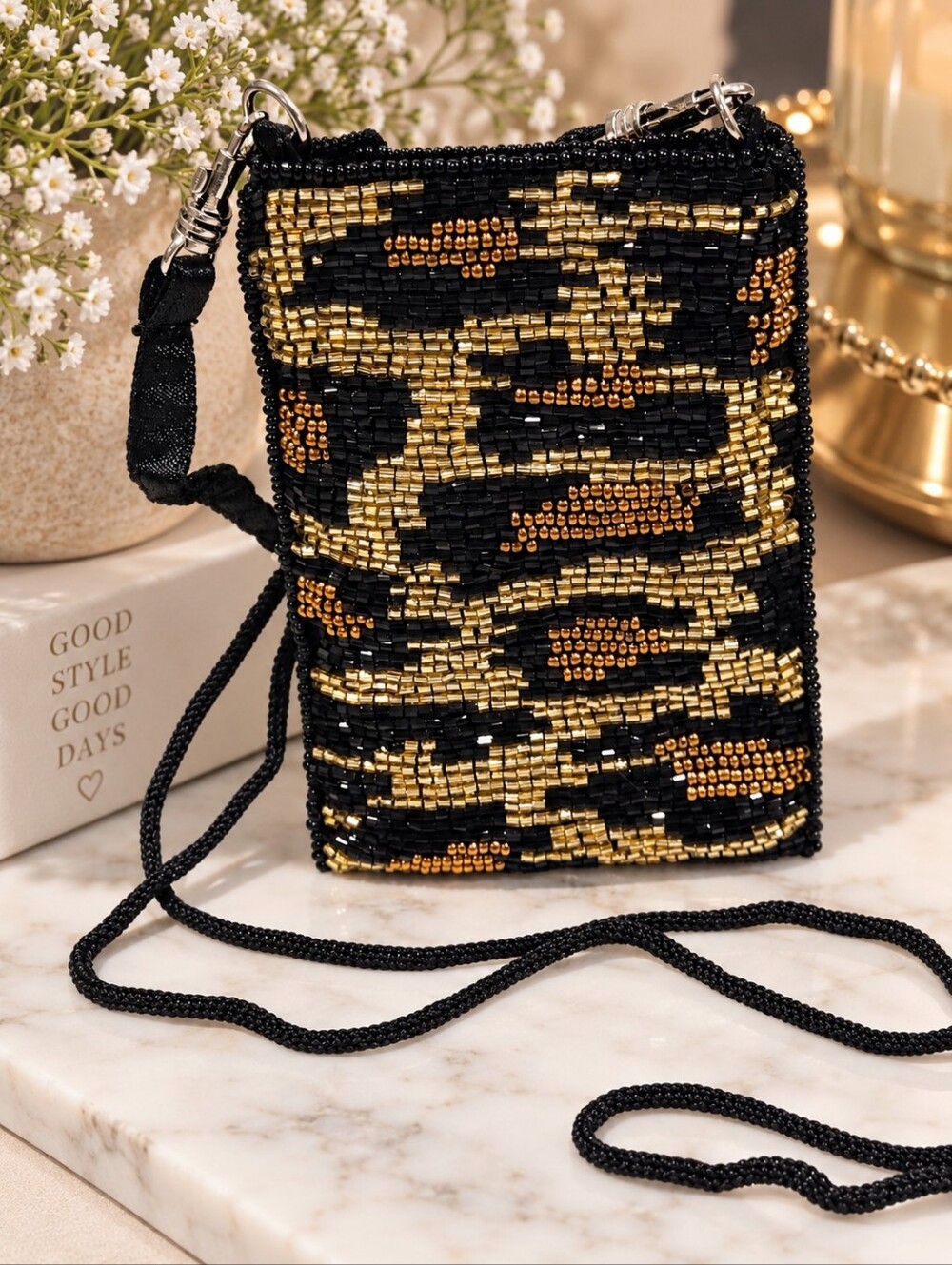 Vintage 90s/2000s New Old Stock Beaded Leopard Print Mini Bag 🖤✨